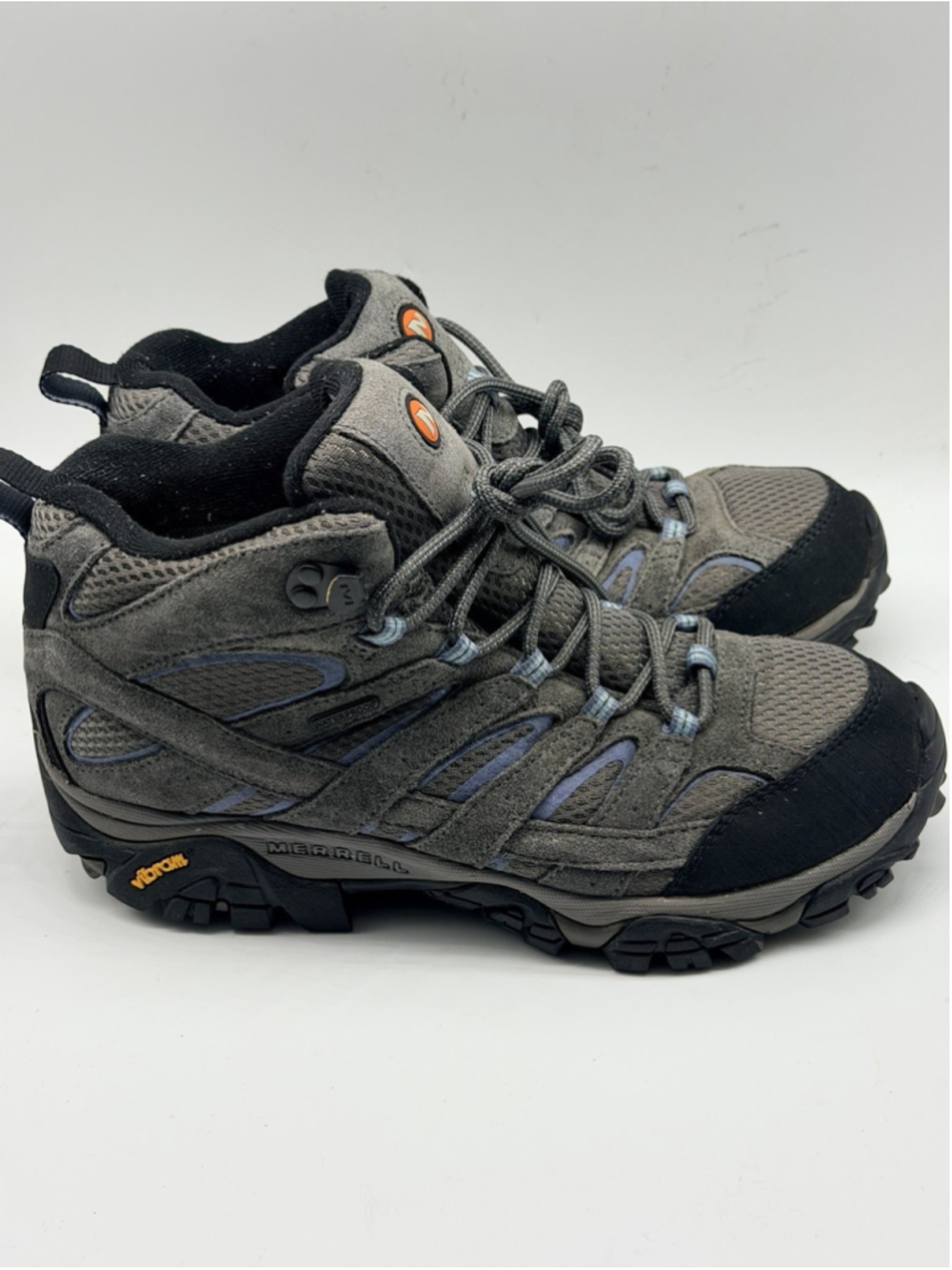 Merrell Granite Mid Waterproof Hiking Boots Womens 9.5 Gray Vibram Trail Shoes